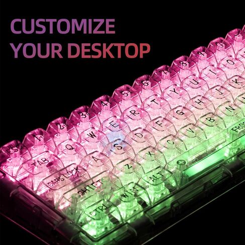 لوحة مفاتيح لاسلكية ثلاثية الأوضاع من CoolKiller CK68، لوحة مفاتيح ألعاب قابلة للتبديل السريع مع إضاءة خلفية RGB، لوحة مفاتيح ميكانيكية مع هياكل حشية لنظام التشغيل Windows/Mac (مفاتيح كتم الصوت البيضاء والثلجية) in Kuwait