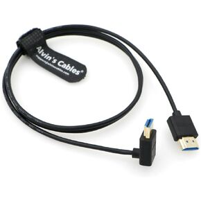 Alvin's Cables Z Cam E2 L Shape 4K 60P HDMI Cable for Atomos Shinobi Ninja V Monitor and Portkeys BM5 Right Angle to Right Angle High Speed HDMI Cord 45CM