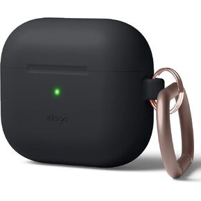 حافظة Elago من السيليكون مع حلقة تسلق متوافقة مع AirPods 3 - سيليكون ممتاز، شحن لاسلكي متاح، حماية ضد الصدمات (وردي رملي)