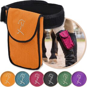 حامل هاتف خلوي من Woofhoof Equestrian، مقاس XL عنابي على الساق/حزام الساق - إكسسوارات مثالية للحصان، ملاءمة عالمية، حزام مبطن، إغلاق مغناطيسي، مصنوع من النايلون المتين، يمكن غسله في الغسالة in Kuwait