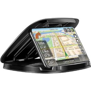 Car Phone Holder Mount, Dashboard Phone Holder for Car, Clamshell Cell Phone Holder Stand, Anti-Slip Silicone Pad Mat Vehicle GPS Mount Compatible with iPhone, Galaxy and all Smartphones-Black in Kuwait