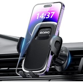iGoevo 2 Pack Phone Mount for Car Vent [Upgraded Stable Soft Brush Clamp] Car Vent Phone Mount [Vent Blade Protection Mechanism] Hands-Free Cell Phone Holder for Car Compatible for All Phones in Kuwait