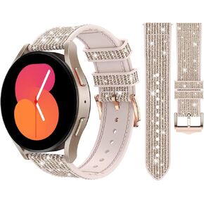 Goton Bling Silicone Band for Samsung Galaxy Watch 6 Band 40mm 44mm/Galaxy Watch 6 Classic Band 43mm 47mm/Galaxy Watch 5 & 4 Band 40mm 44mm, 20mm Women Glitter Wristband Accessories