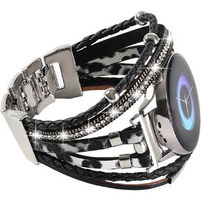 Posh Leather Bands Compatible with Samsung Galaxy Watch 5/Watch 6/Galaxy Watch 4 Band 40mm 44mm/Galaxy Watch 5 Pro Band/Watch 4/ Watch 6 Classic Band, 20mm Boho Bracelet Handmade Strap for Women