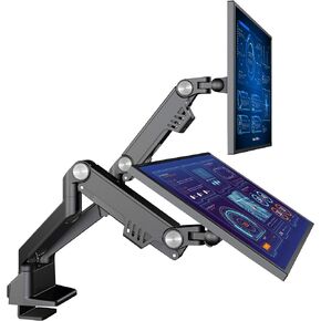 AVLT Dual 17"-35" Monitor Arm Desk Mount fits Two Flat/Curved Monitor Full Motion Height Swivel Tilt Rotation Adjustable Monitor Arm - VESA/C-Clamp/Grommet/Cable Management in Saudi Arabia