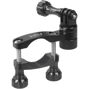 HSU 0.6-1.3inch All-Aluminum Bike/Motorcycle Handlebars, 360° Rotation Seat Post, Ski Pole Mount Compatible with Go Pro Hero 12/11/10/9/8/7/6/5, DJI Osmo Action AKASO and Other Action Cameras (Black)