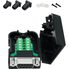 DTech DB9 Breakout Connector DB-9 Male RS232 Serial Adapter Solderless Module Board with Screw Terminals Block, Case, Long Bolts and Tail Pipes (DB9 Male + Long Bolts) in Kuwait