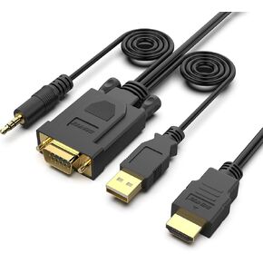 HDMI to VGA, Benfei Gold-Plated HDMI to VGA 3 Feet Cable with Power and Audio Compatible for Computer, Desktop, Laptop, PC, Monitor, Projector, HDTV, Chromebook, Raspberry Pi, Roku, Xbox