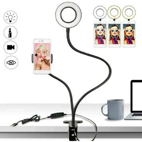 Universal Selfie Ring Light with Flexible Mobile Phone Holder Lazy Bracket Desk Lamp LED Light for Live Stream Office Kitchen in Saudi Arabia