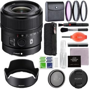 مجموعة عدسات Sony E مقاس 15 مم f/1.4 G (SEL15F14G) مع مجموعة مرشحات مكونة من 3 قطع وملحقات أخرى | عدسة سوني مقاس 15 ملم in Kuwait