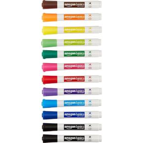 Amazon Basics Dry Erase Whiteboard Markers, Chisel Tip, Low-Odor, Assorted Colors, 12-Pack, Erase Easily in Kuwait