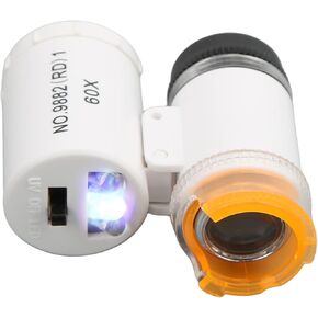 Mini Microscope, 60x Portable Handheld USB Microscope Camera, Telescopic Design, Wide Irradiation Range(9882(RD)1 white)