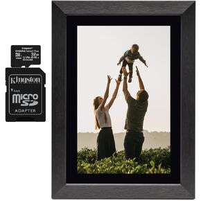 إطار صور رقمي Koah Smart WiFi مقاس 10.1 بوصة مع مساحة تخزين FRAMEO سعة 8 جيجابايت (خشب أسود) مع بطاقة ذاكرة UHS-I microSDHC بسعة 32 جيجابايت مع محول SD (عنصران) in Kuwait