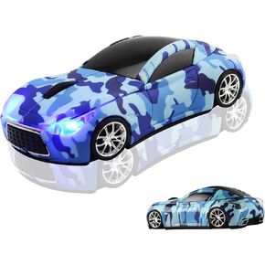 elec Space Wireless Mouse, Cool Car-Shape Wireless Mouse with LED Headlights, 2.4G Unique Car Mouse for Kids with USB Receiver, 1600 DPI Cute Gaming Mouse for Laptop PC Computer-White in Kuwait