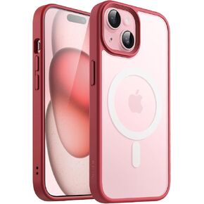 JETech Magnetic Case for iPhone 15 6.1-Inch Compatible with MagSafe, Translucent Matte Back Slim Shockproof Phone Cover (Black)