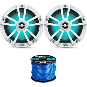 مكبرات الصوت البحرية LED مقاس 6.5 بوصة من Infinity (الكمية 2) زوج واحد من مكبرات الصوت البديلة من OEM مع سلك Enrock بطول 50 قدمًا (RGB + تيتانيوم) 6MBLT in Kuwait