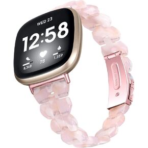 HAYONLIY Compatible for Fitbit Sense 2/Fitbit Sense/Fitbit Versa 4/Fitbit Versa 3 bands Slim Resin Band Fashion Strap, Fashion Lightweight Wristband For Women Girl