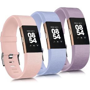 3 Pack Sport Bands Compatible with Fitbit Charge 2 Bands Women Men, Adjustable Replacement Straps Wristbands for Fitbit Charge 2 HR Small Large in Saudi Arabia