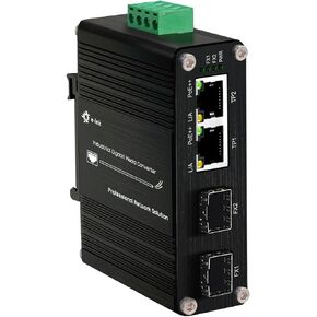 محول وسائط صناعي صغير بمنفذين جيجابت PoE محول Din Rail Mount مقوى 10/100/1000 ميجا بت في الثانية إيثرنت إلى محول ألياف SFP IEEE 802.3af/at 30W PoE+ محول ألياف مع منفذين RJ45 ومنفذين SFP in Kuwait