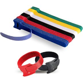 اربطة كيبلات قابلة لاعادة الاستخدام مع خطاف وحلقة، 60 قطعة من منظم الكيبلات، اشرطة ادارة الكيبلات من قماش المايكروفايبر 6 انش، للكمبيوتر/التلفزيون/الالكترونيات، (الوان متنوعة) in Kuwait