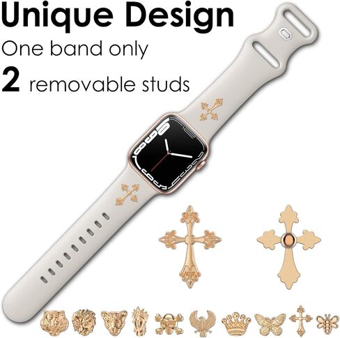 أحزمة ساعة Aopigavi Designer من السيليكون مع مسامير متوافقة مع سوار ساعة Apple 38 مم 44 مم 40 مم 45 مم 41 مم 42 مم 49 مم، أشرطة رياضية مزخرفة لأظافر iwatch Ultra SE Series 9/8/7/6/5/4/3/2/1 in Saudi Arabia