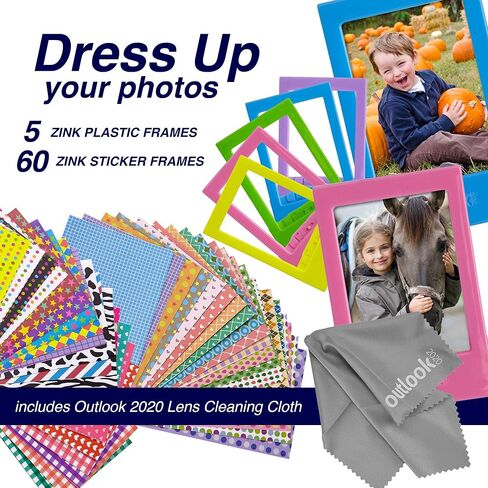 حزمة ملحقات طابعة HP Sprocket Outlook 2020 (أبيض) + 60 إطار ملصق + 5 إطارات مكتب بلاستيكية + 10 إطارات ورقية + ألبوم + قطعة قماش من الألياف الدقيقة in Kuwait