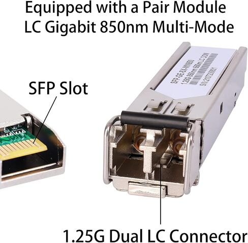 A Pair of 1.25G Gigabit Ethernet Fiber Media Converters with SFP LC Single Core Transceiver Module, Single-Mode LC, SMF RJ45 to SFP Slot up to 30KM, 10/100/1000Base-Tx to 1000Base-SX (2 Pack) in Kuwait