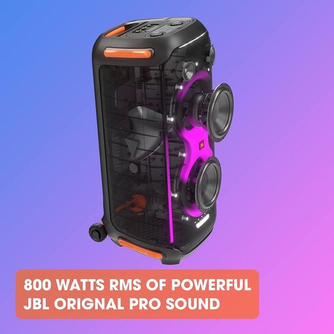 JBL PartyBox 710 - مكبر صوت للحفلات مع صوت قوي، وأضواء مدمجة وباس عميق إضافي، مقاوم لرذاذ الماء IPX4، اتصال التطبيق/البلوتوث، مصنوع للاستخدام في كل مكان بعجلات مقبض (أسود) in Saudi Arabia