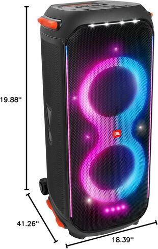 JBL PartyBox 710 - مكبر صوت للحفلات مع صوت قوي، وأضواء مدمجة وباس عميق إضافي، مقاوم لرذاذ الماء IPX4، اتصال التطبيق/البلوتوث، مصنوع للاستخدام في كل مكان بعجلات مقبض (أسود) in Saudi Arabia