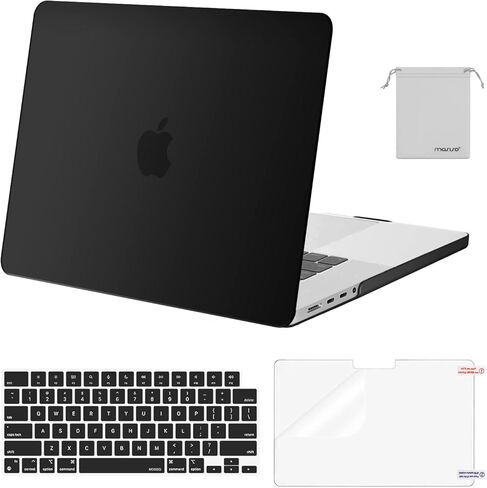 MOSISO Compatible with MacBook Pro 16 inch Case 2023 2022 2021 Release M3 A2991 M2 A2780 M1 A2485 Pro Max Chip, Plastic Hard Shell Case&Keyboard Cover&Screen Protector&Storage Bag, Black in Saudi Arabia