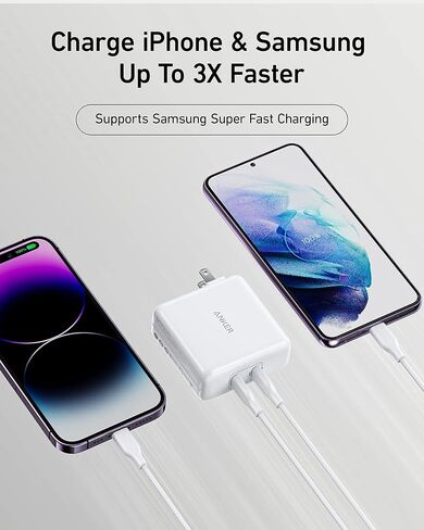 شاحن Mac Book Pro، شاحن Anker سريع 100 واط، محول طاقة بمنفذين - متوافق مع أجهزة USB C بما في ذلك MacBook Pro/Air، iPad Pro، iPhone 15/Pro/Pro Max، Google Pixelbook (الكابل غير متضمن) in Saudi Arabia