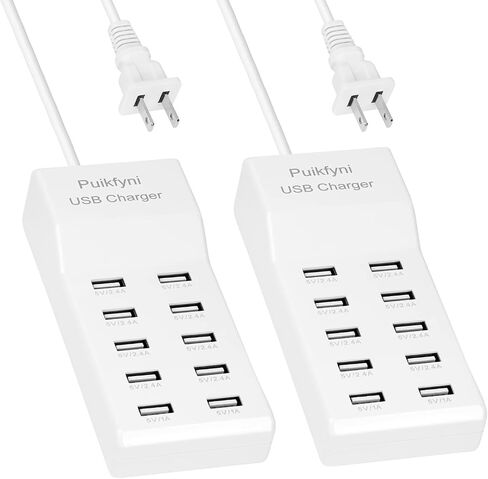 10-Port USB Charger [UL Certified] Family-Sized Desktop USB Rapid Charger，Smart USB Charger for Multiple Devices Smart Phone Tablet Laptop Computer in Kuwait