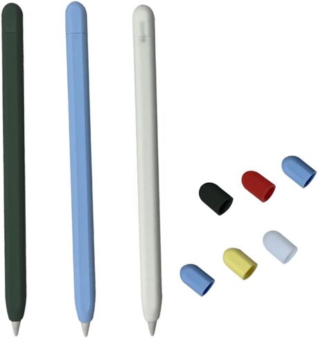 ColorYourLife 3 - Pack Silicone Pencil Grips Cases Covers Sleeves Compatible with Apple Pencil 2nd Generation (Yellow Green White) in Kuwait