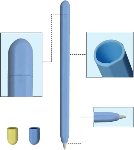 ColorYourLife 3 - Pack Silicone Pencil Grips Cases Covers Sleeves Compatible with Apple Pencil 2nd Generation (Yellow Green White) in Kuwait