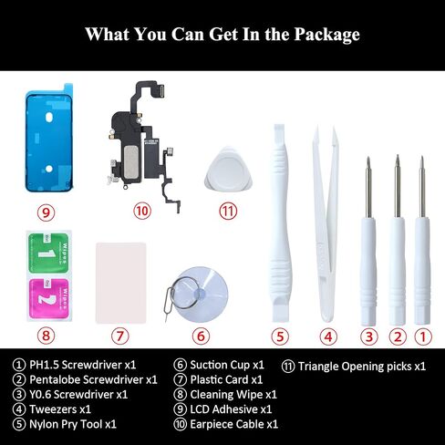 for iPhone X Earpiece Speaker Replacement & Earspeaker Ear Piece Proximity Light Sensor Flex Cable with Repair Tools Compatible with iPhone X 5.8 Inch in Kuwait