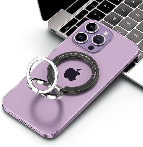 حامل حلقة الهاتف المغناطيسي لـ MagSafe - JCHIEN حامل حلقة الهاتف المغناطيسي بمسند الإصبع لتركيب السيارة المغناطيسي - متوافق مع ملحقات iPhone MagSafe - أسود in Kuwait