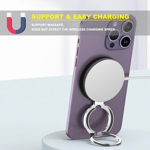 حامل حلقة الهاتف المغناطيسي لـ MagSafe - JCHIEN حامل حلقة الهاتف المغناطيسي بمسند الإصبع لتركيب السيارة المغناطيسي - متوافق مع ملحقات iPhone MagSafe - أسود in Kuwait