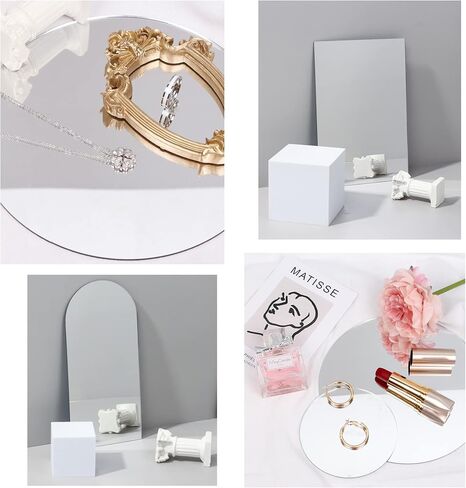 4PCS Geometric Mirror Photo Props Set, Acrylic Mirror Reflection Board Photography Background Props for Goods, Crafts, Lipstick, Jewelry, Cosmetics, Makeup Tools, Food in Kuwait