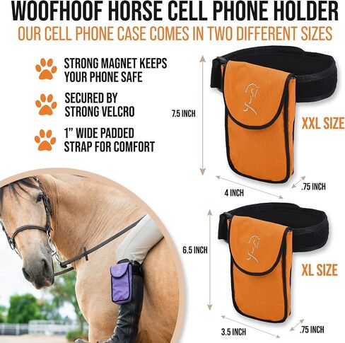 حامل الهاتف الخلوي Woofhoof Equestrian، مقاس XL Aqua على الساق/حزام الساق - إكسسوارات مثالية للحصان، ملاءمة عالمية، حزام مبطن، إغلاق مغناطيسي، مصنوع من النايلون المتين، يمكن غسله في الغسالة in Kuwait