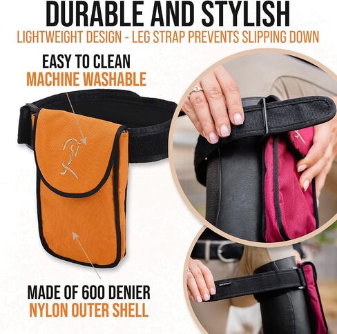 حامل الهاتف الخلوي Woofhoof Equestrian، مقاس XL Aqua على الساق/حزام الساق - إكسسوارات مثالية للحصان، ملاءمة عالمية، حزام مبطن، إغلاق مغناطيسي، مصنوع من النايلون المتين، يمكن غسله في الغسالة in Kuwait