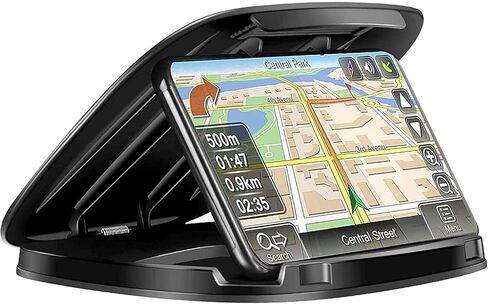 Car Phone Holder Mount, Dashboard Phone Holder for Car, Clamshell Cell Phone Holder Stand, Anti-Slip Silicone Pad Mat Vehicle GPS Mount Compatible with iPhone, Galaxy and all Smartphones-Black in Kuwait