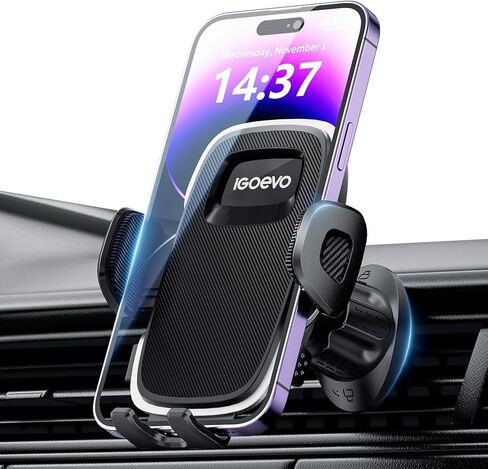 iGoevo 2 Pack Phone Mount for Car Vent [Upgraded Stable Soft Brush Clamp] Car Vent Phone Mount [Vent Blade Protection Mechanism] Hands-Free Cell Phone Holder for Car Compatible for All Phones in Kuwait