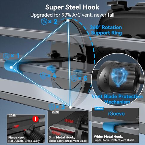 iGoevo 2 Pack Phone Mount for Car Vent [Upgraded Stable Soft Brush Clamp] Car Vent Phone Mount [Vent Blade Protection Mechanism] Hands-Free Cell Phone Holder for Car Compatible for All Phones in Kuwait