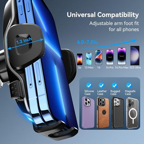 iGoevo 2 Pack Phone Mount for Car Vent [Upgraded Stable Soft Brush Clamp] Car Vent Phone Mount [Vent Blade Protection Mechanism] Hands-Free Cell Phone Holder for Car Compatible for All Phones in Kuwait