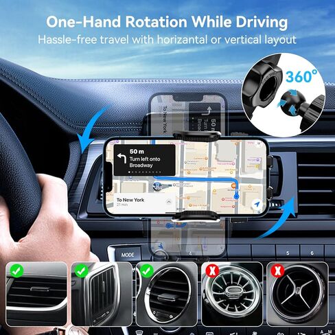 iGoevo 2 Pack Phone Mount for Car Vent [Upgraded Stable Soft Brush Clamp] Car Vent Phone Mount [Vent Blade Protection Mechanism] Hands-Free Cell Phone Holder for Car Compatible for All Phones in Kuwait