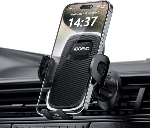 iGoevo 2 Pack Phone Mount for Car Vent [Upgraded Stable Soft Brush Clamp] Car Vent Phone Mount [Vent Blade Protection Mechanism] Hands-Free Cell Phone Holder for Car Compatible for All Phones in Kuwait