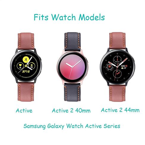 Galaxy Watch Active 2 Bands 2 Pack, Compatible with Samsung Galaxy Active 2 Watch Band, for Galaxy Watch Active 2 40mm/active 2 44mm/active, 20mm Leather Men Women Bands(Black+Brown) in Kuwait