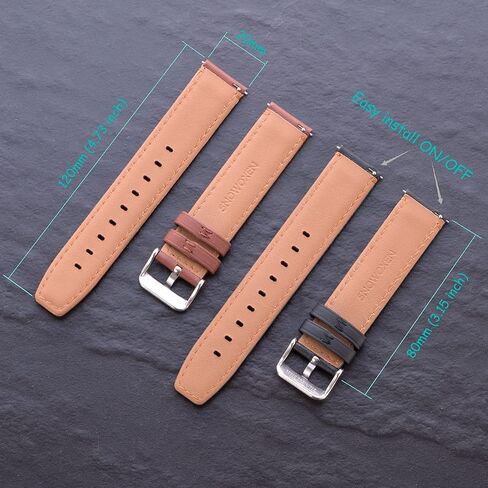 Galaxy Watch Active 2 Bands 2 Pack, Compatible with Samsung Galaxy Active 2 Watch Band, for Galaxy Watch Active 2 40mm/active 2 44mm/active, 20mm Leather Men Women Bands(Black+Brown) in Kuwait