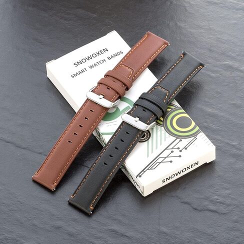 Galaxy Watch Active 2 Bands 2 Pack, Compatible with Samsung Galaxy Active 2 Watch Band, for Galaxy Watch Active 2 40mm/active 2 44mm/active, 20mm Leather Men Women Bands(Black+Brown) in Kuwait