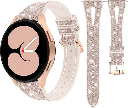 سوار Goton Bling من السيليكون لساعة Samsung Galaxy Watch 6 Band 40mm 44mm/Galaxy Watch 6 Classic Band 43mm 47mm/Galaxy Watch 5 & 4 Band 40mm 44mm، 20mm ملحقات سوار معصم نسائي لامع in Kuwait